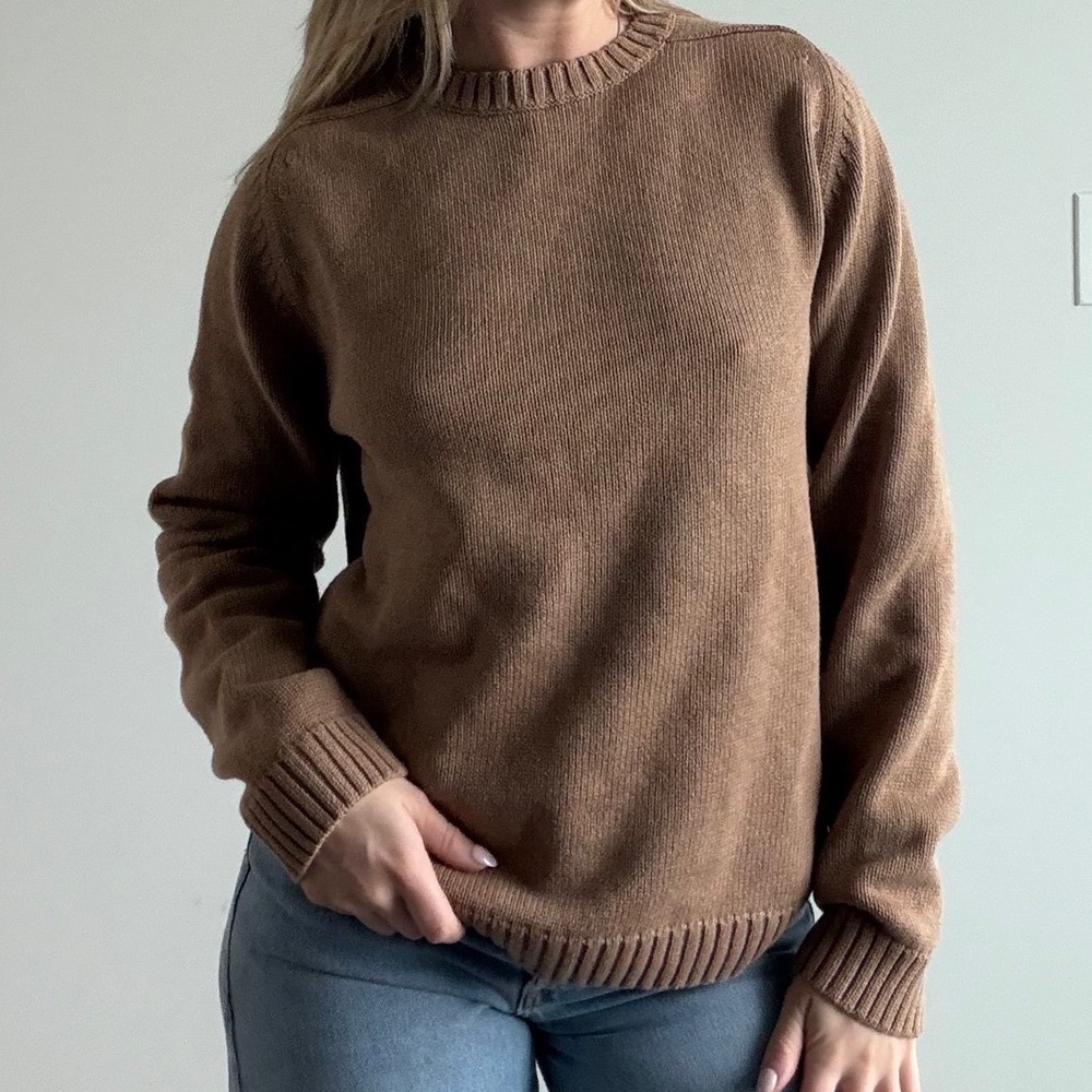 Vintage Faded Glory 100%‎ Cotton Tan Crewneck Sweater Size Medium
